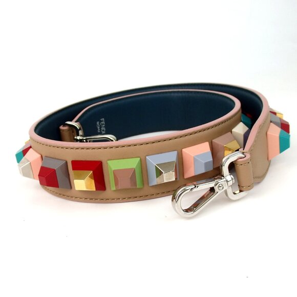 Authentic FENDI Studs Strap You Bag Strap leather Women [Used] - Picture 1 of 8